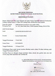Indonesia's Patent Certificate
