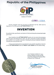 Philippines' Patent Certificate